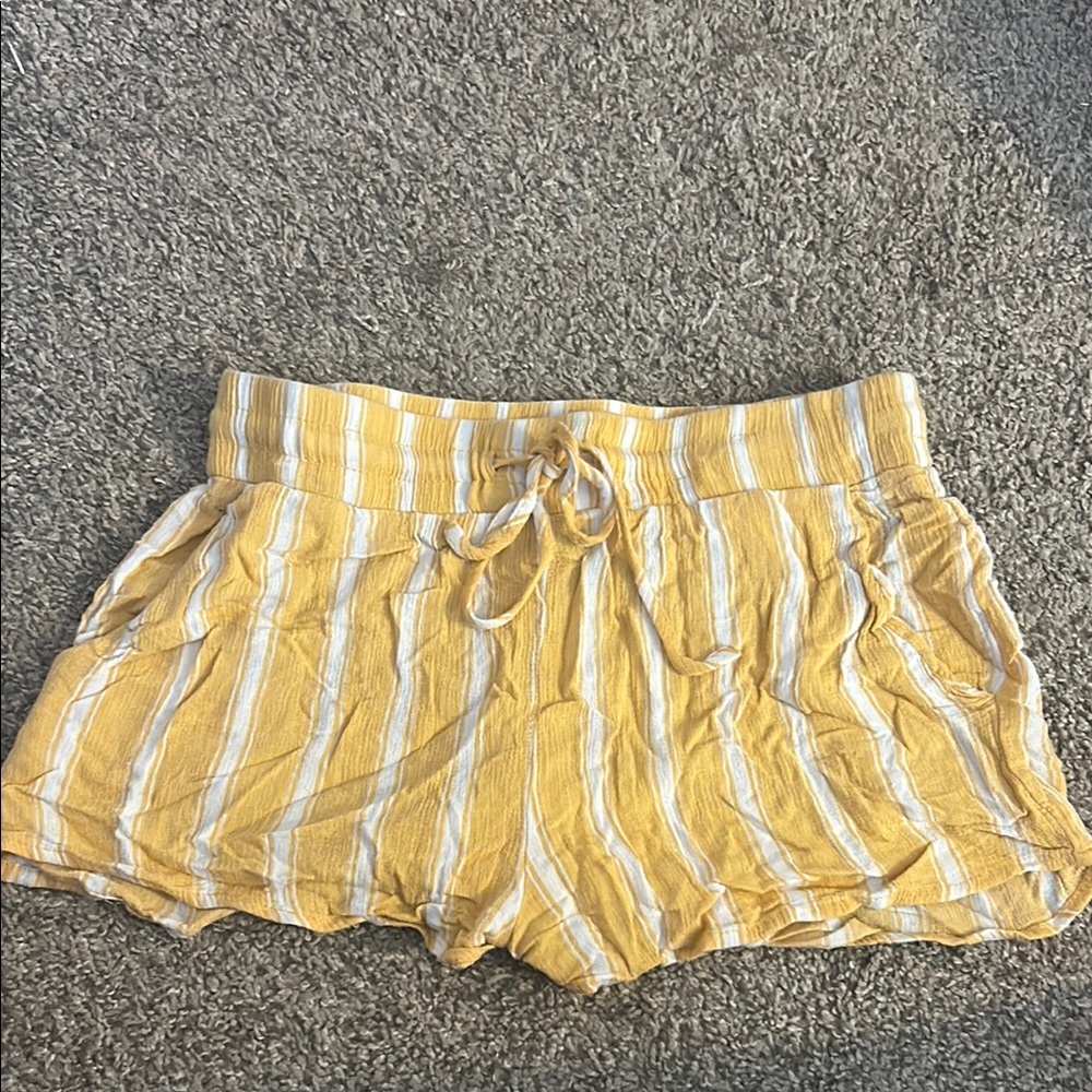 Forever 21 High Waist Yellow and White Striped Shorts